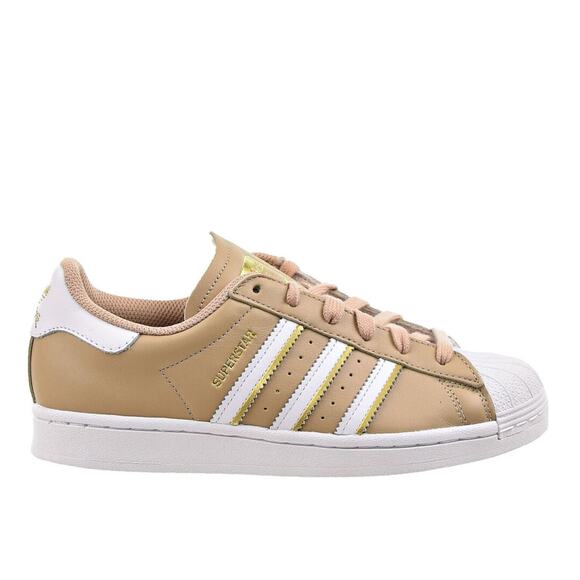 ADIDAS Superstar Sneakers Shell Toes Pale Nude Metallic Gold Cloud White Sz 9 - Picture 1 of 8